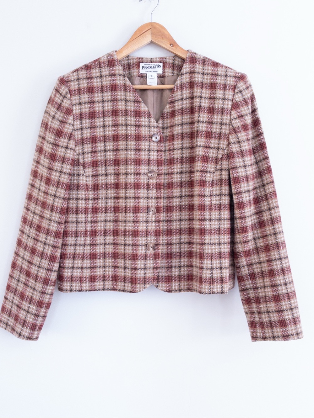 Vintage Pendleton Wool Blend Button Up Blazer Jacket Fits 12 Americana Classic